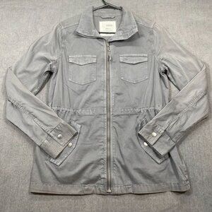 Sonoma Womens Gray Utility Jacket  Size Small 98% Cotton 2% Spandex Zip Front